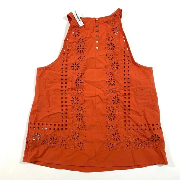 New Madewell Eyelet A Line Halter Top XXS Cooperwashed Orange - Picture 4 of 9